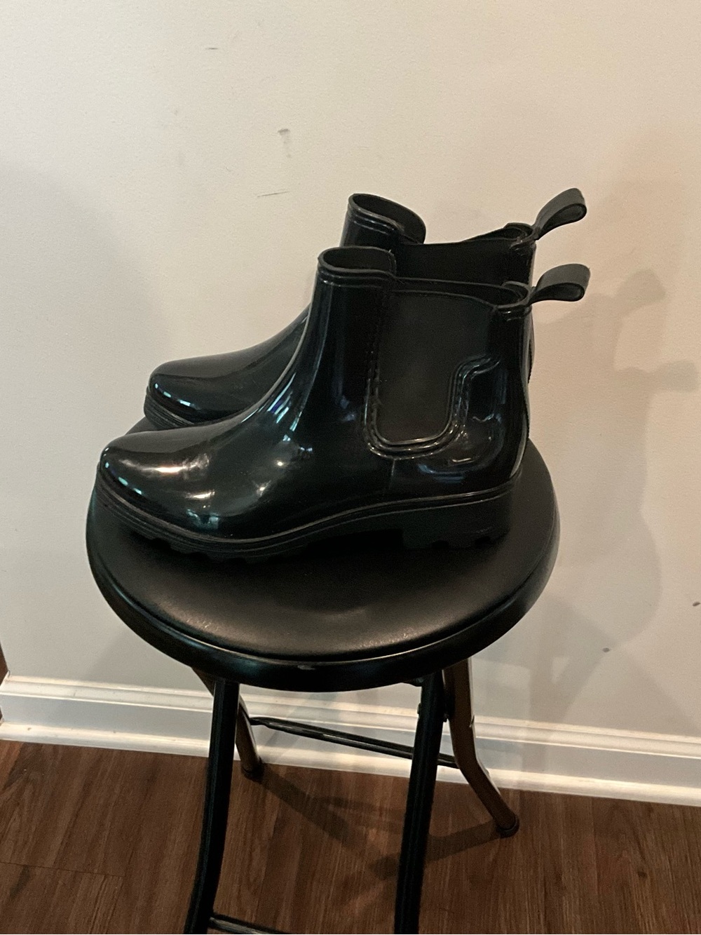 Capelli of New York Glossy Black Chelsea Rain Ankle Boots
